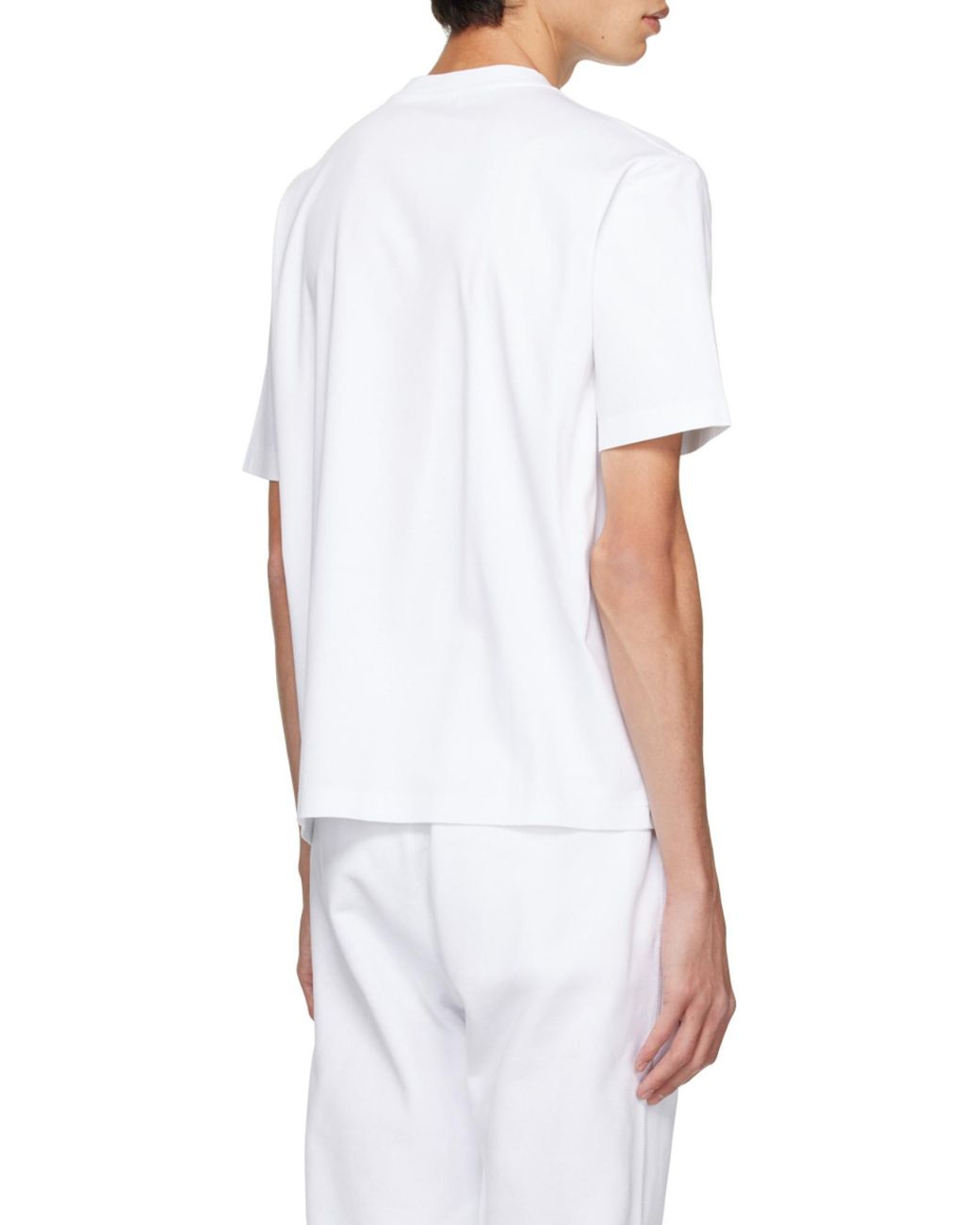 Lanvin White Logo Embroidered Crewneck T-Shirt for men