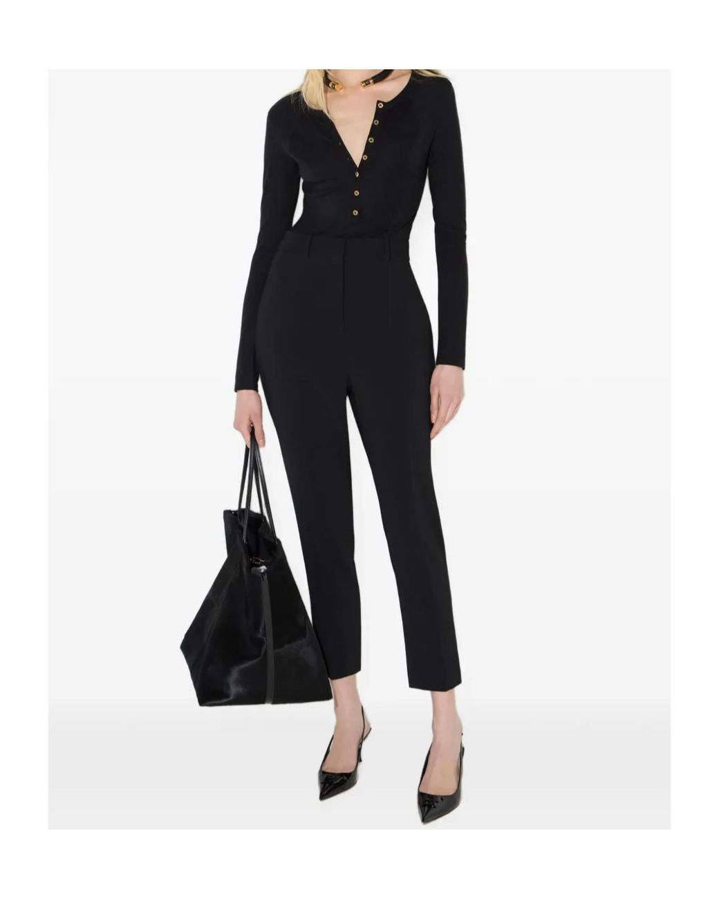 Elisabetta Franchi Black Tailored Cropped Pants
