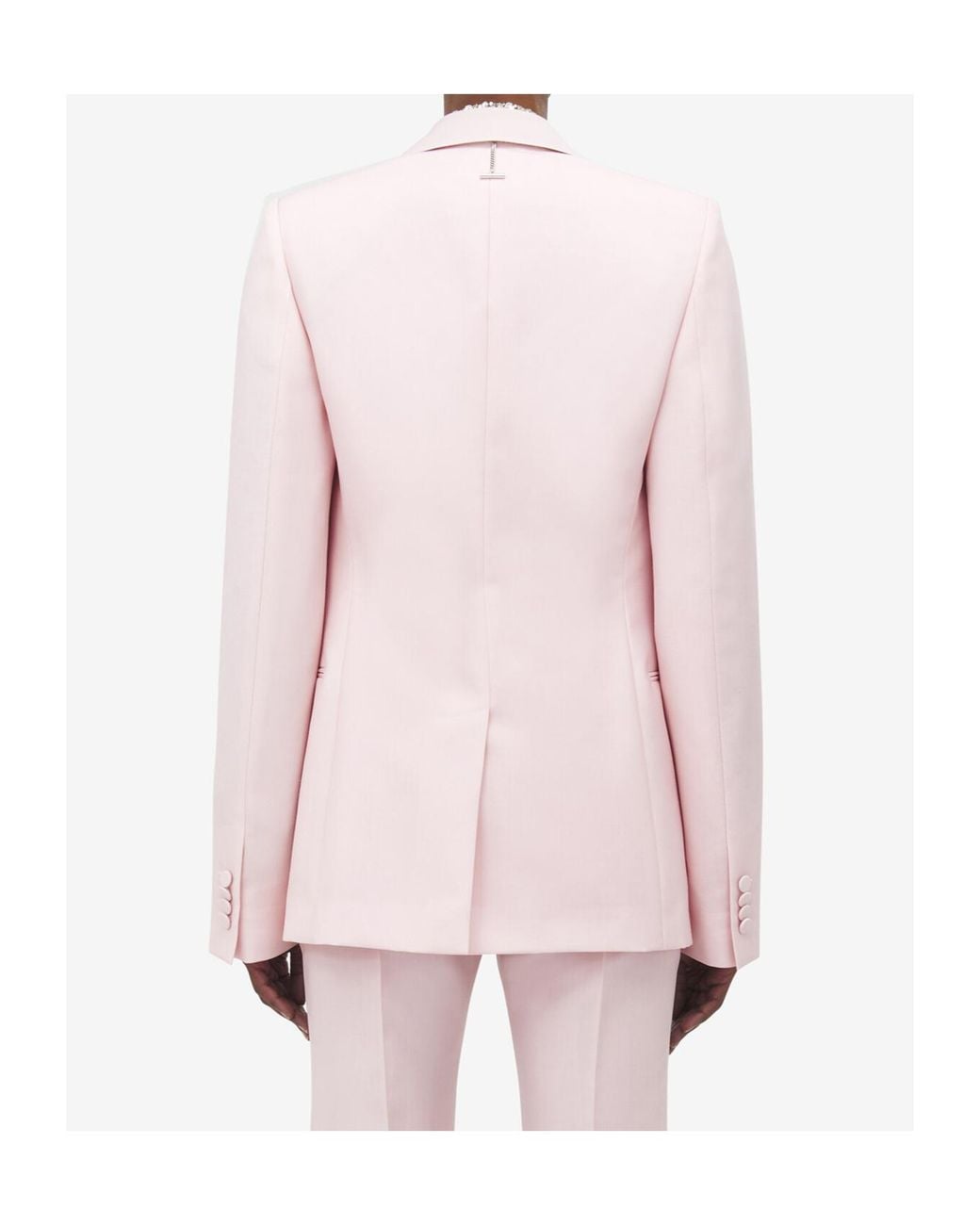 McQueen Pink Wool Ruffle Asymmetric Blazer