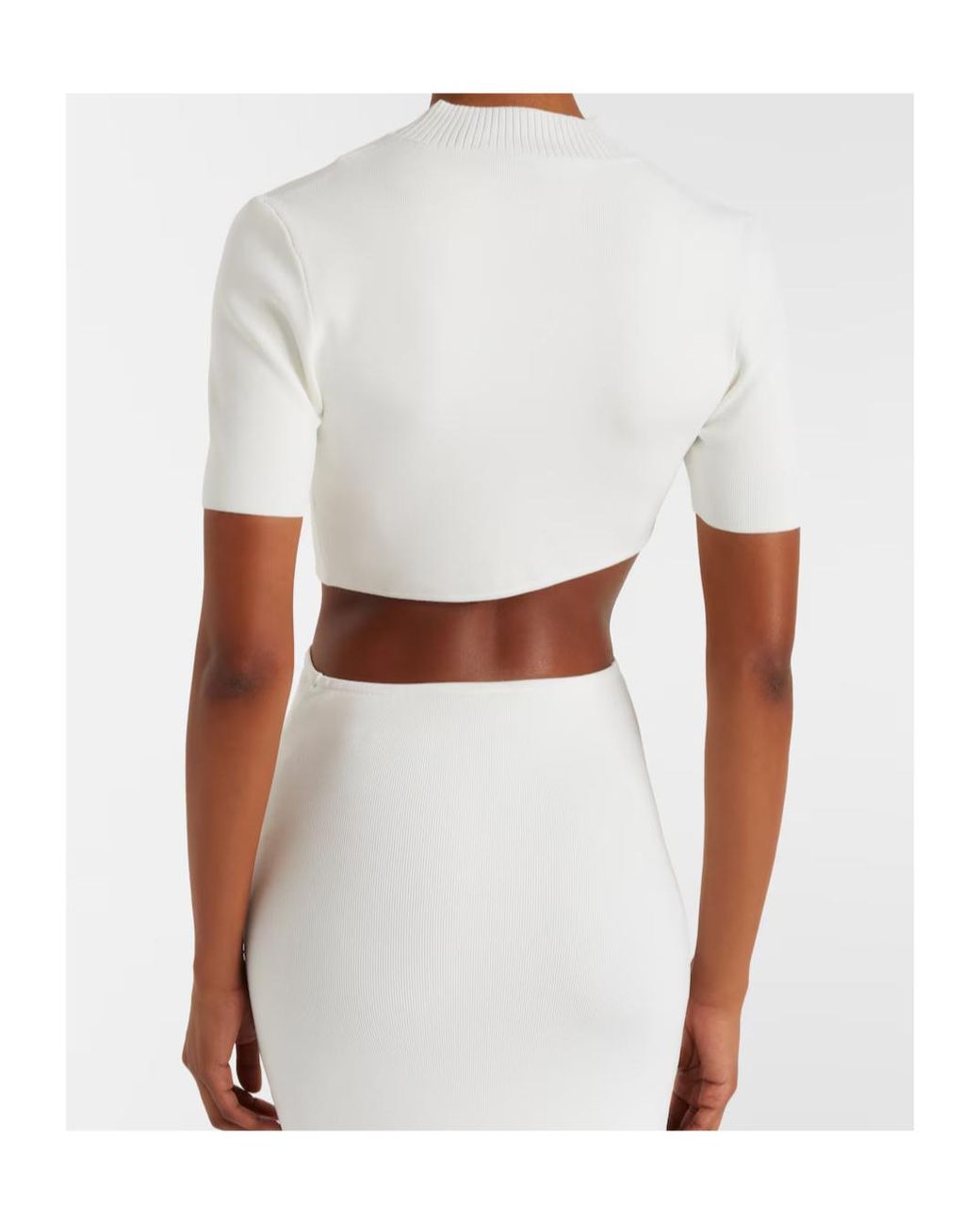 Christopher Esber White Maparadita Asymmetric Jersey Crop Top