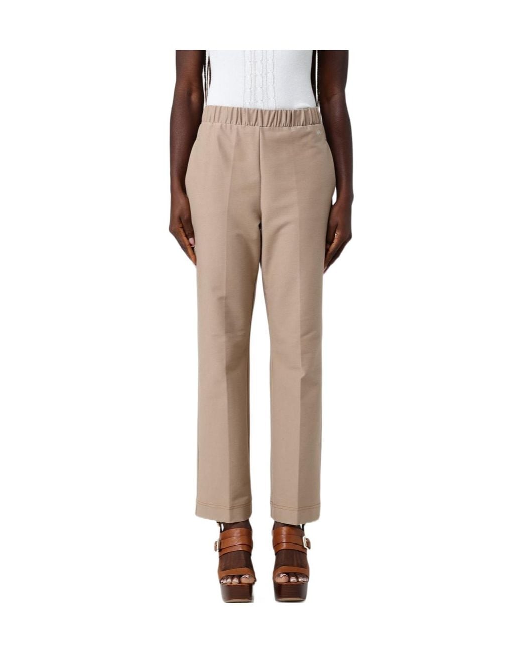 Max Mara Natural Elastic Waist Casual Pants