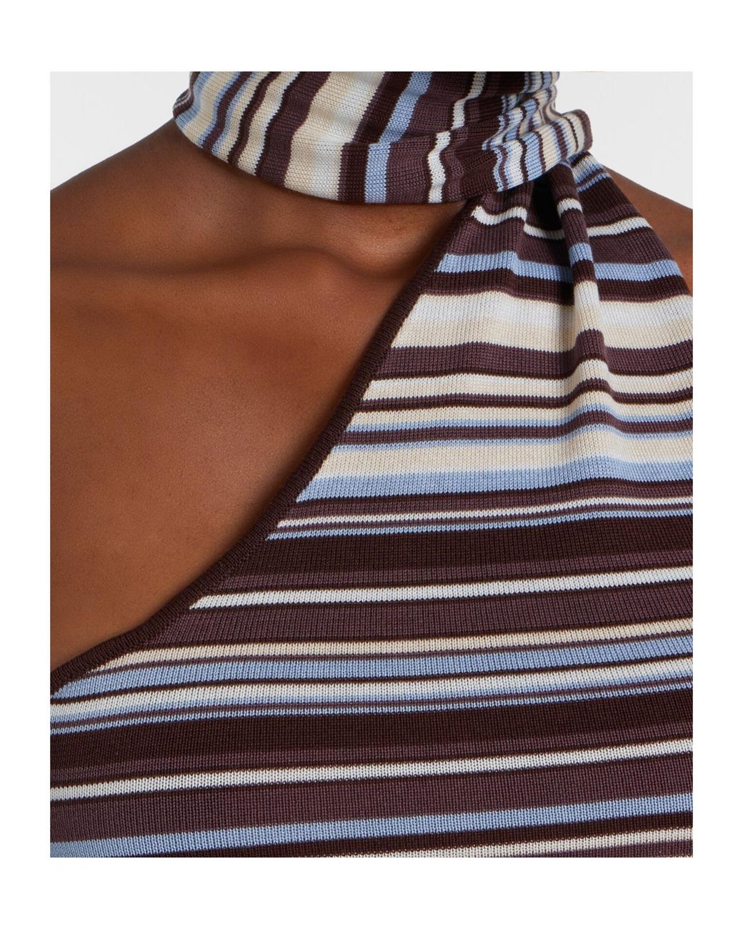 AYA MUSE Multicolor Knitted Scarf-Detail Striped Minidress