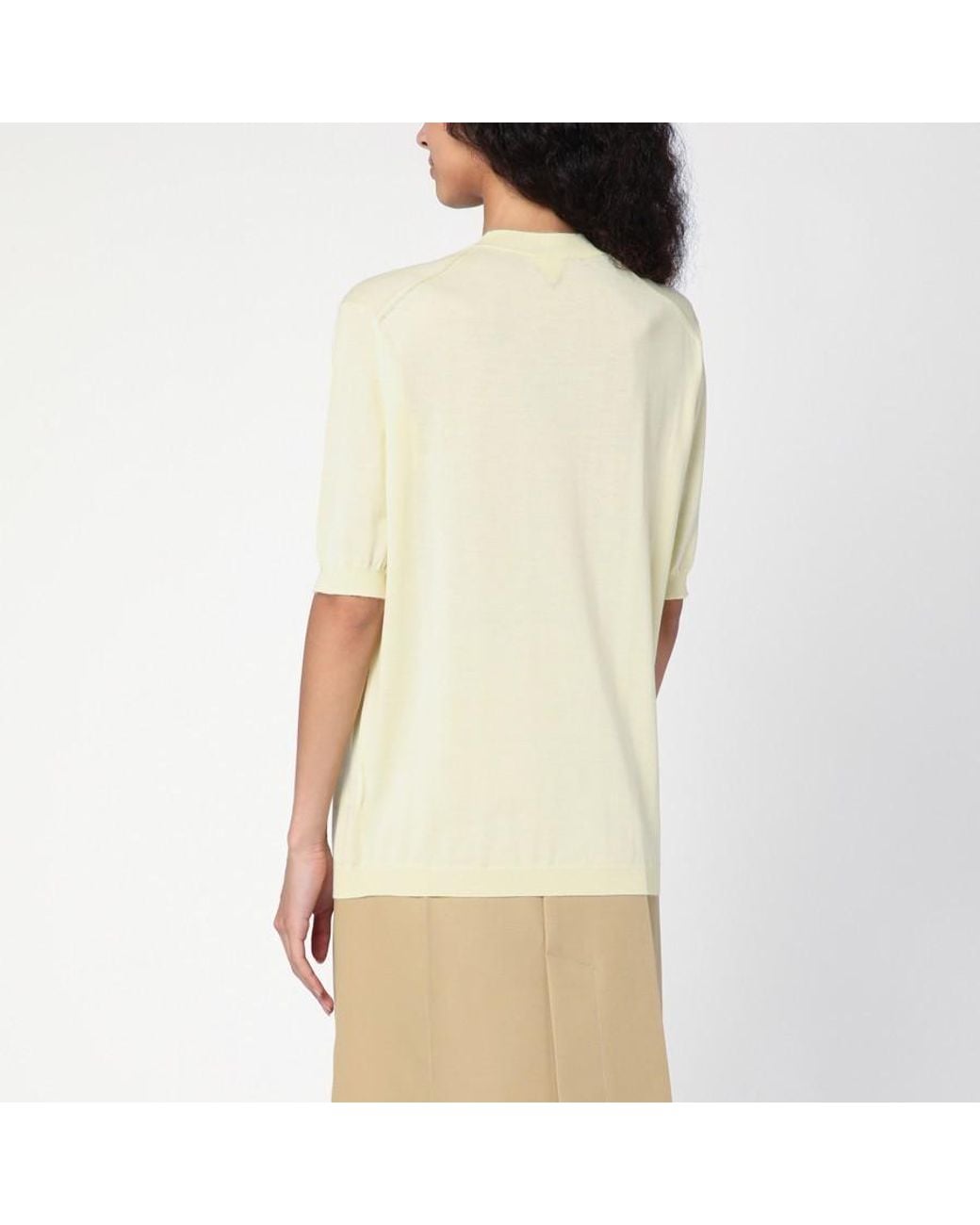 Bottega Veneta Natural Logo Embroidered Knitted Top