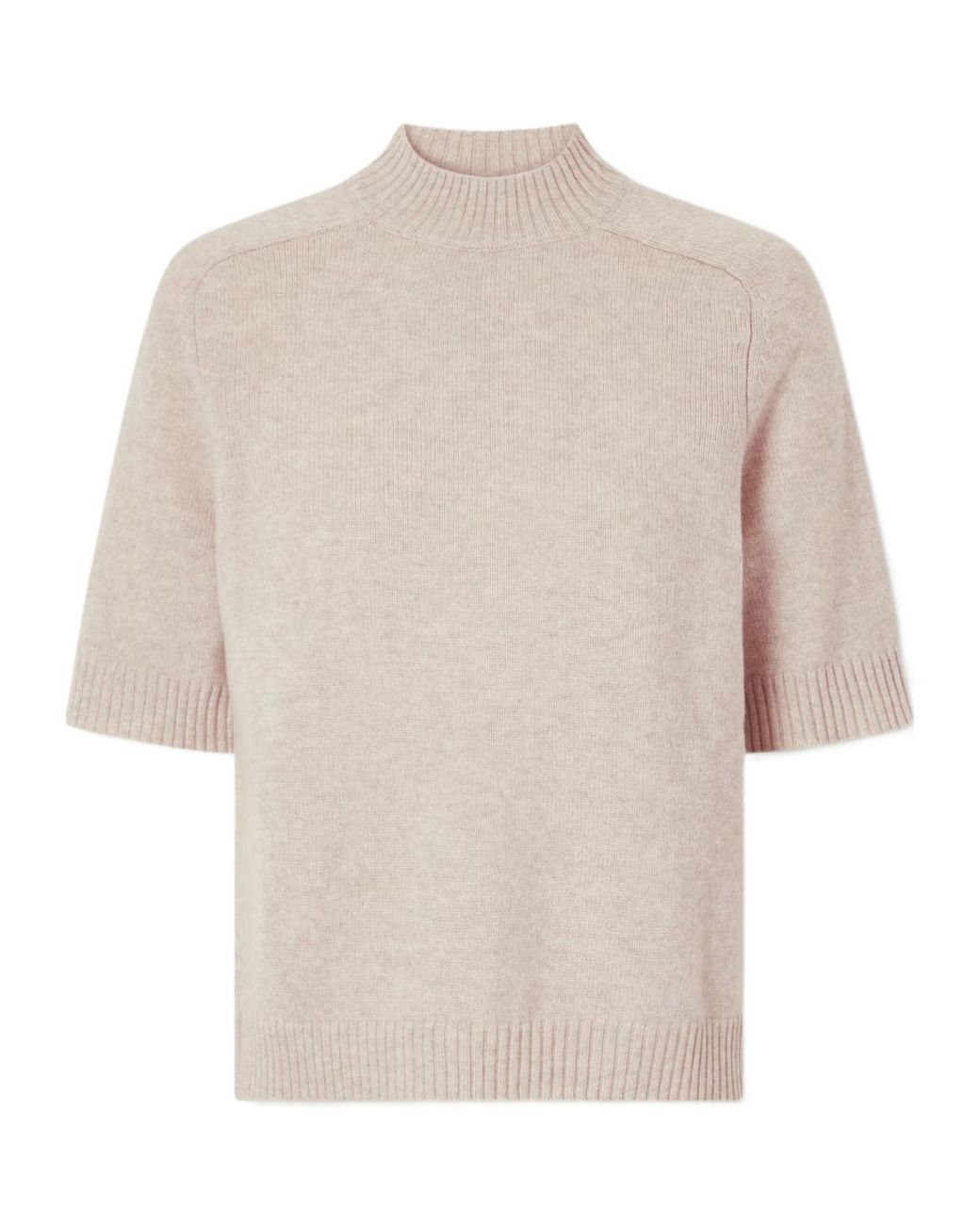 Loulou de Saison White Mock Neck Half Sleeve Knit Top