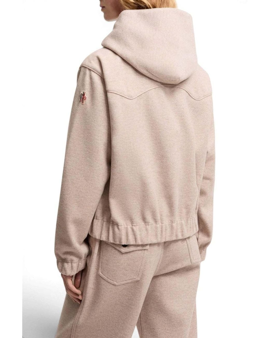 Moncler Natural Grenoble Logo Embroidered Long-Sleeved Hoodie