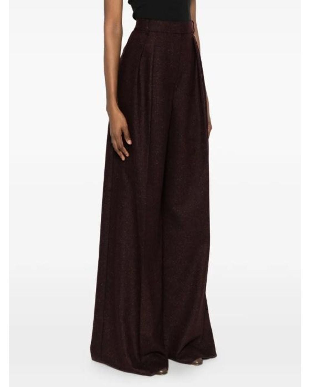 Max Mara Black Pleated Wide-Leg Trousers