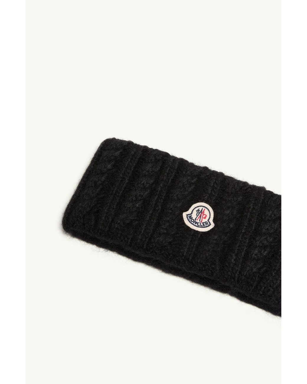Moncler Black Cable Knitted Logo Headband