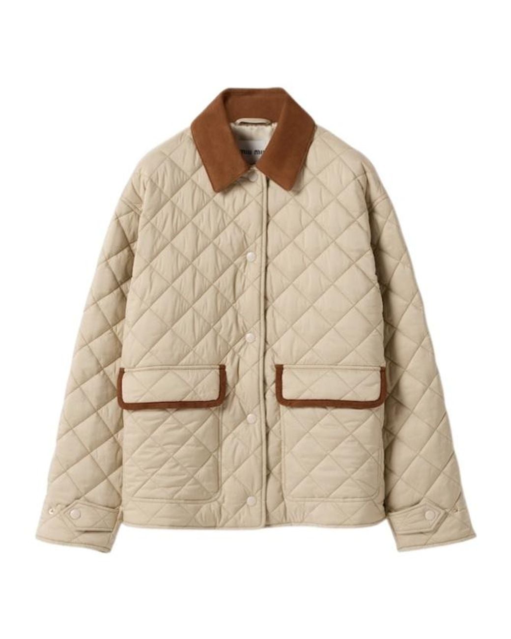 Miu Miu Natural Quilted Button-Up Jacket