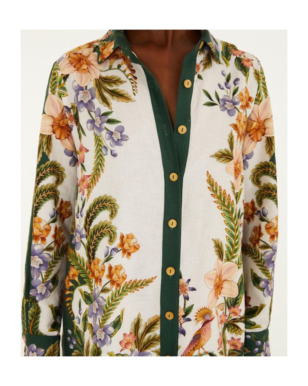 Farm Rio Multicolor Floral-Print Long-Sleeve Shirt