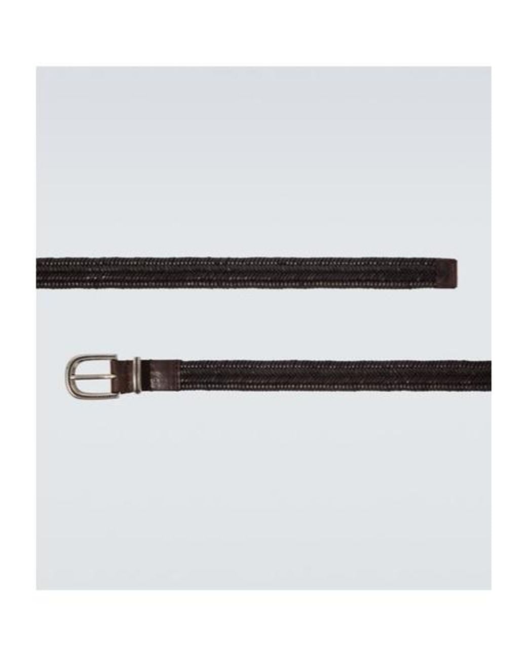 Brunello Cucinelli White Woven Leather Belt for men