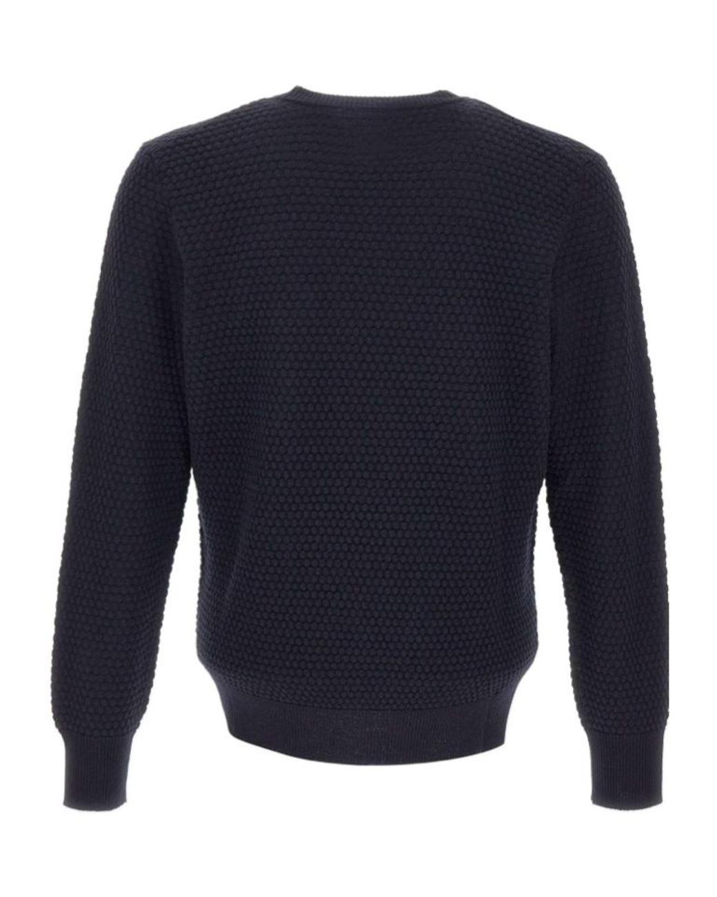 Kangra Cashmere Blue Kangra Textured Crew Neck Knitted Jumper for men