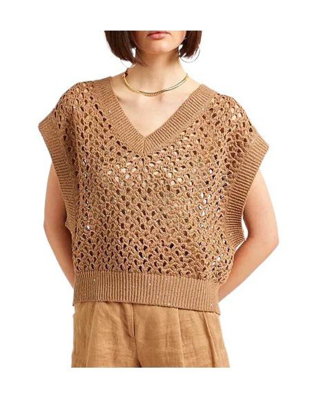 Brunello Cucinelli Brown Plain Colour Jumpers