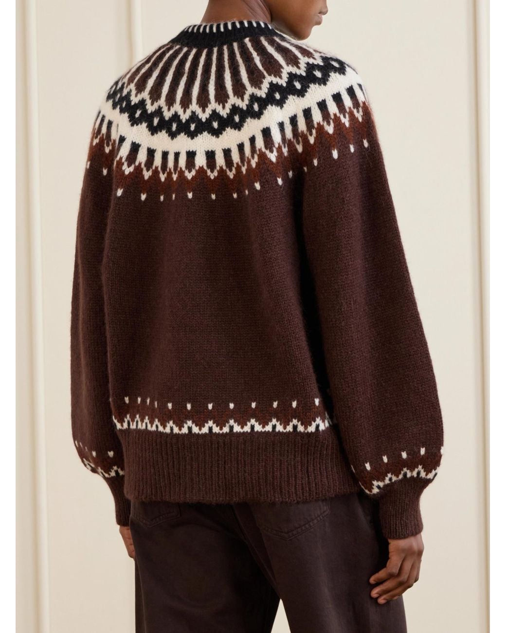 Doen Brown Vintage Pattern Cardigan