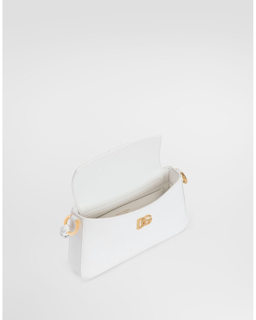 Dolce & Gabbana White Logo-Plaque Shoulder Bag