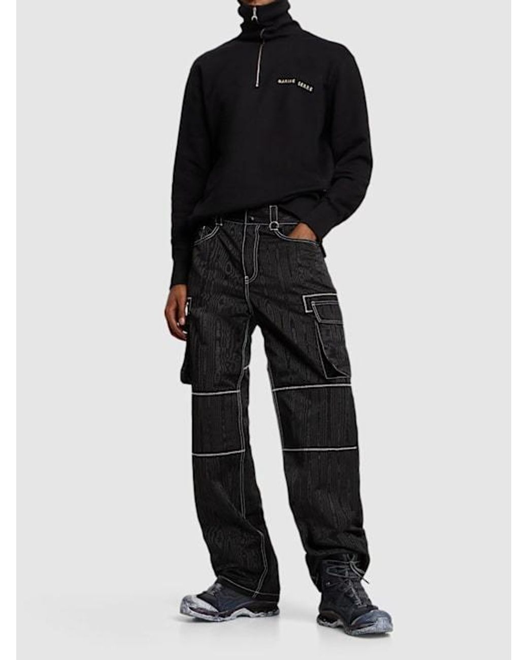 MARINE SERRE Black Cargo Casual Pants for men