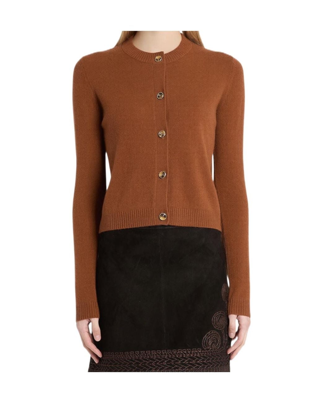Marella Brown Cicogna Crew Neck Cardigan