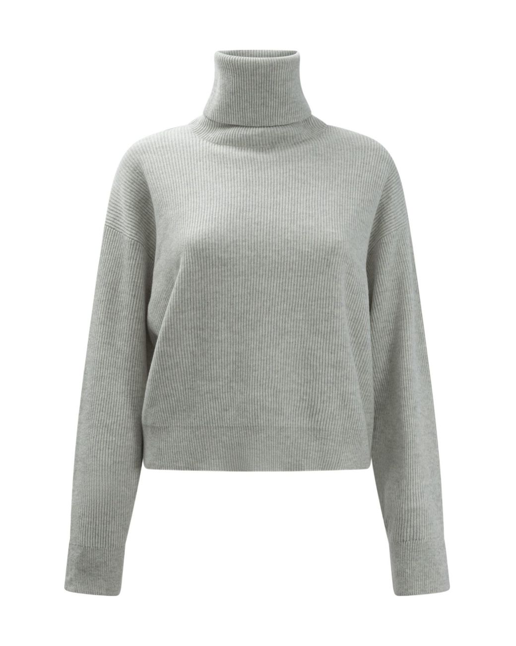 Brunello Cucinelli Gray Roll-Neck Ribbed-Knit Jumper
