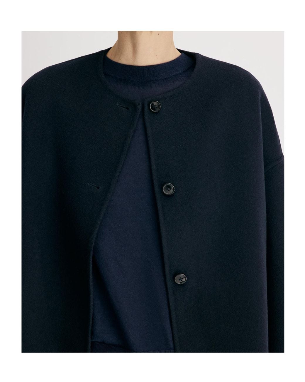 Loulou de Saison Blue Single-Breasted Crewneck Coat