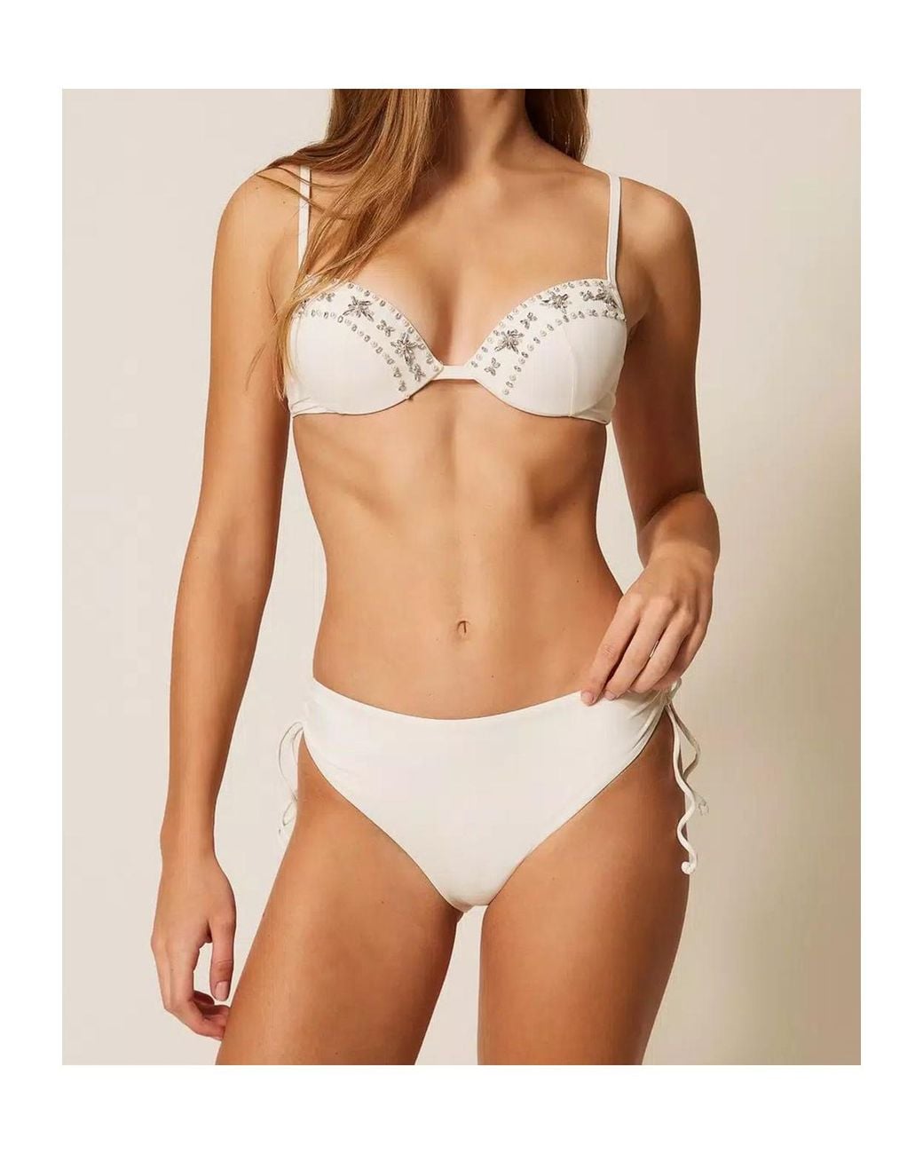 Twinset White Drawstring Bikini Bottom