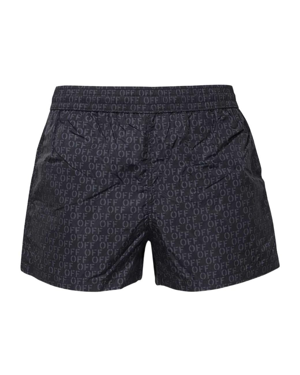 Off-White c/o Virgil Abloh Blue Allover Logo Printed Swim Shorts for men