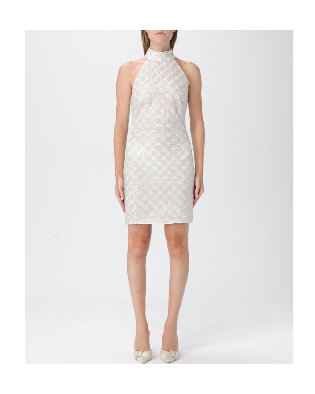 ROTATE BIRGER CHRISTENSEN White Cream-Colored Dress With Sequins