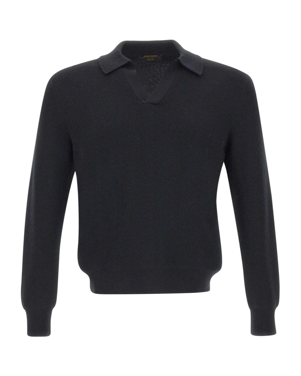 Gran Sasso Blue Ribbed Long Sleeve Polo Shirt for men