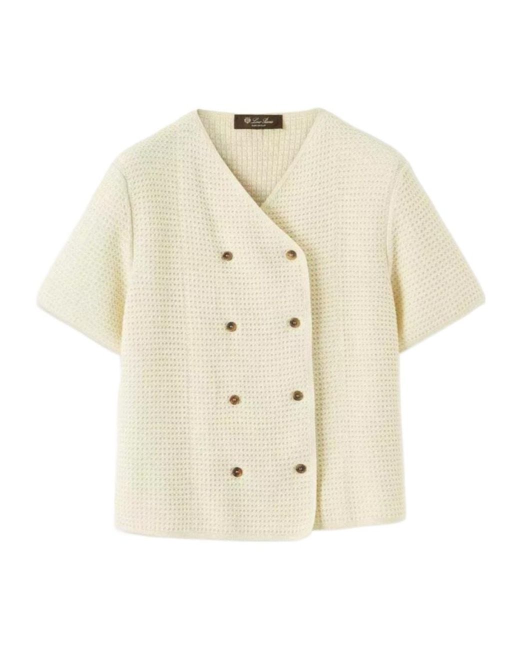 Loro Piana White Lonar Short-Sleeved Cardigan