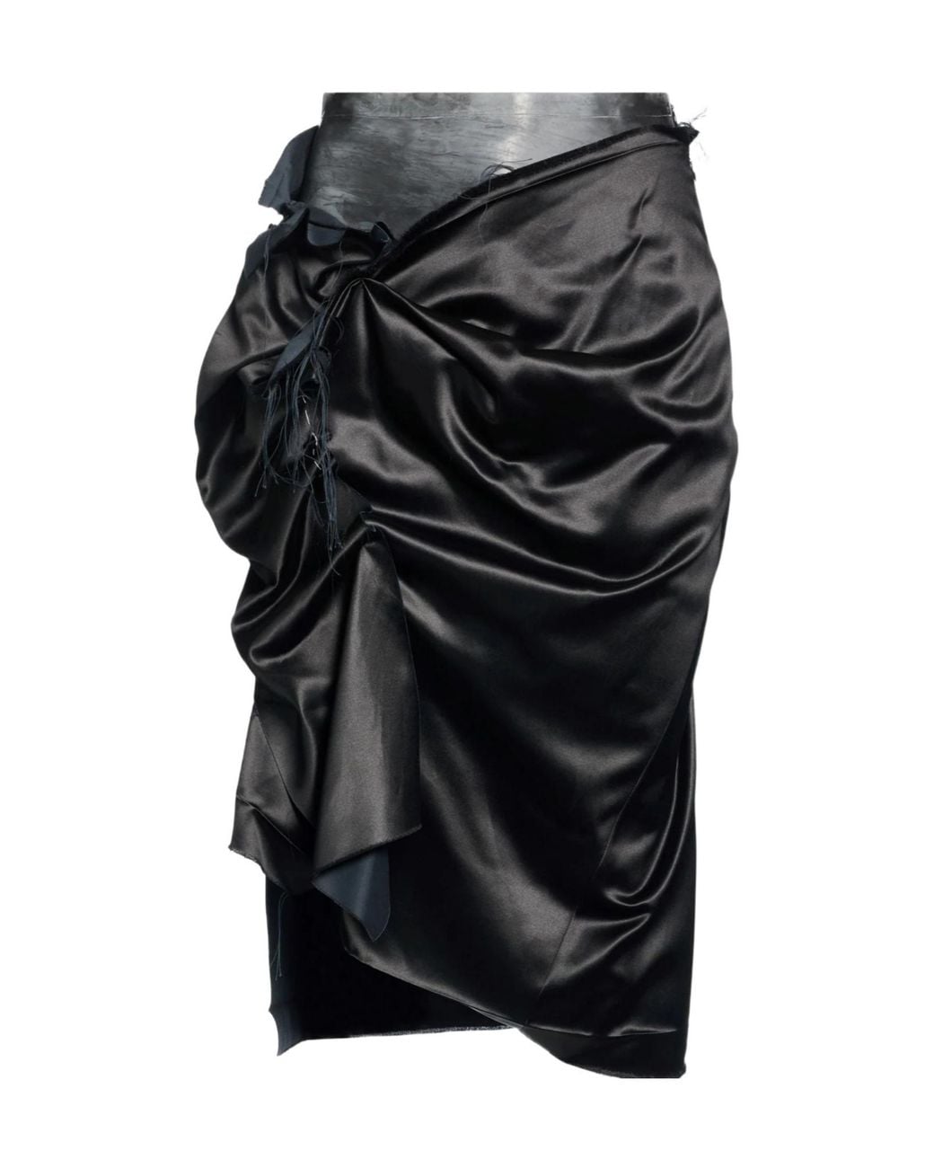 Maison Margiela Black Minimalist Satin Pencil Skirt