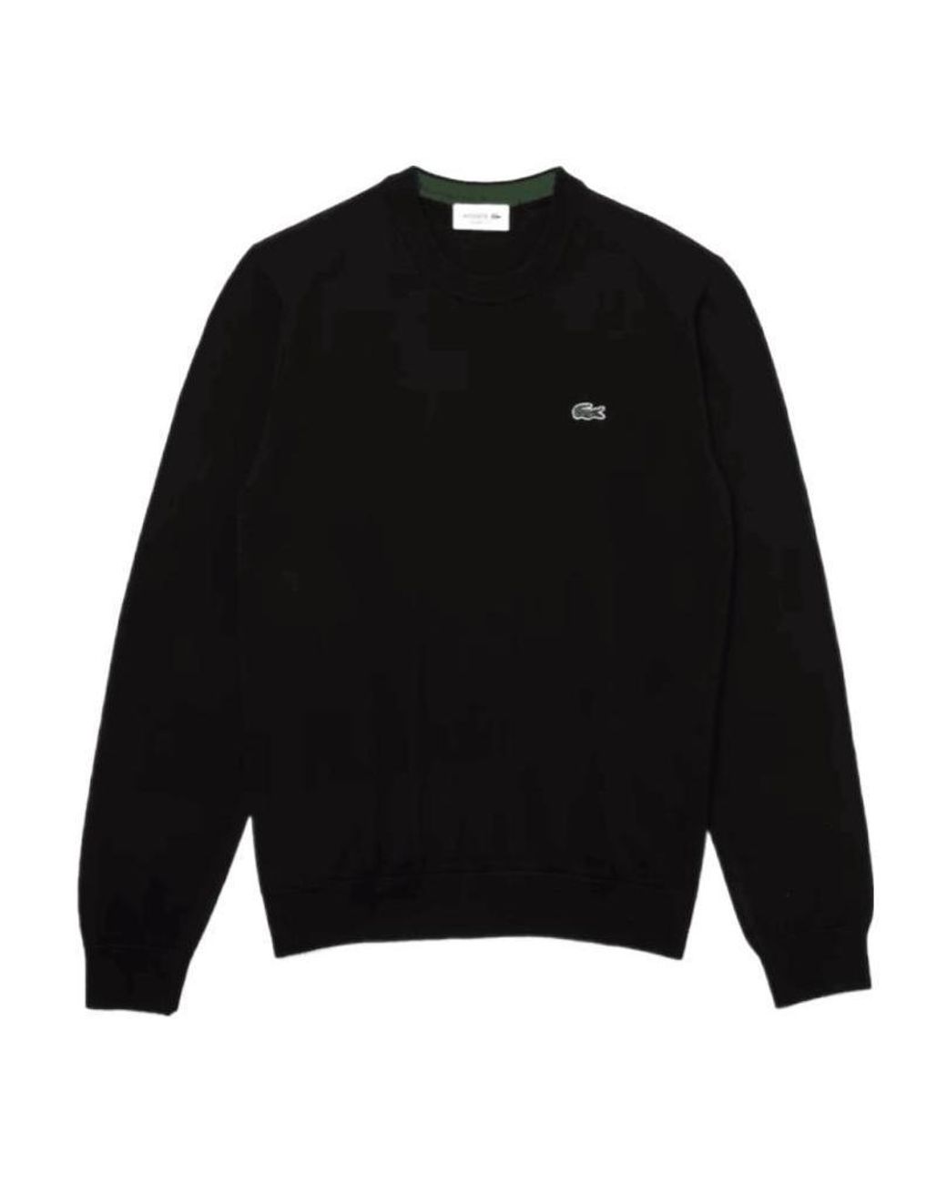Lacoste Black Logo Patch Crewneck Knitted Jumper for men