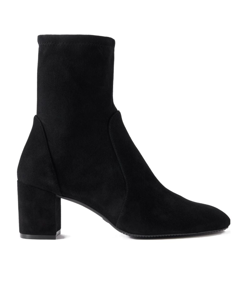 Stuart Weitzman Black Stretch Suede Heeled Ankle Boots