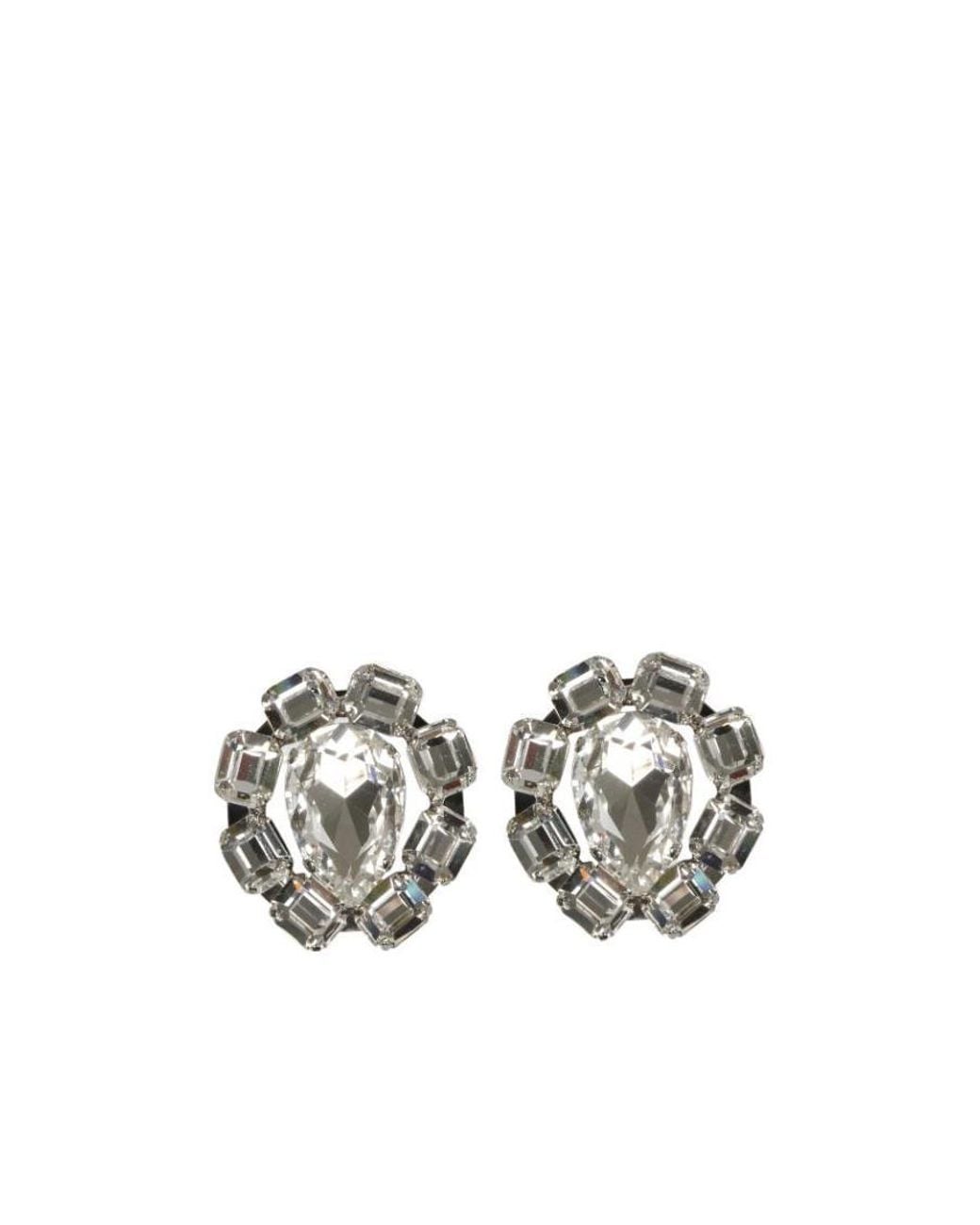 Alessandra Rich White Crystal-Embellished Clip-On Earrings
