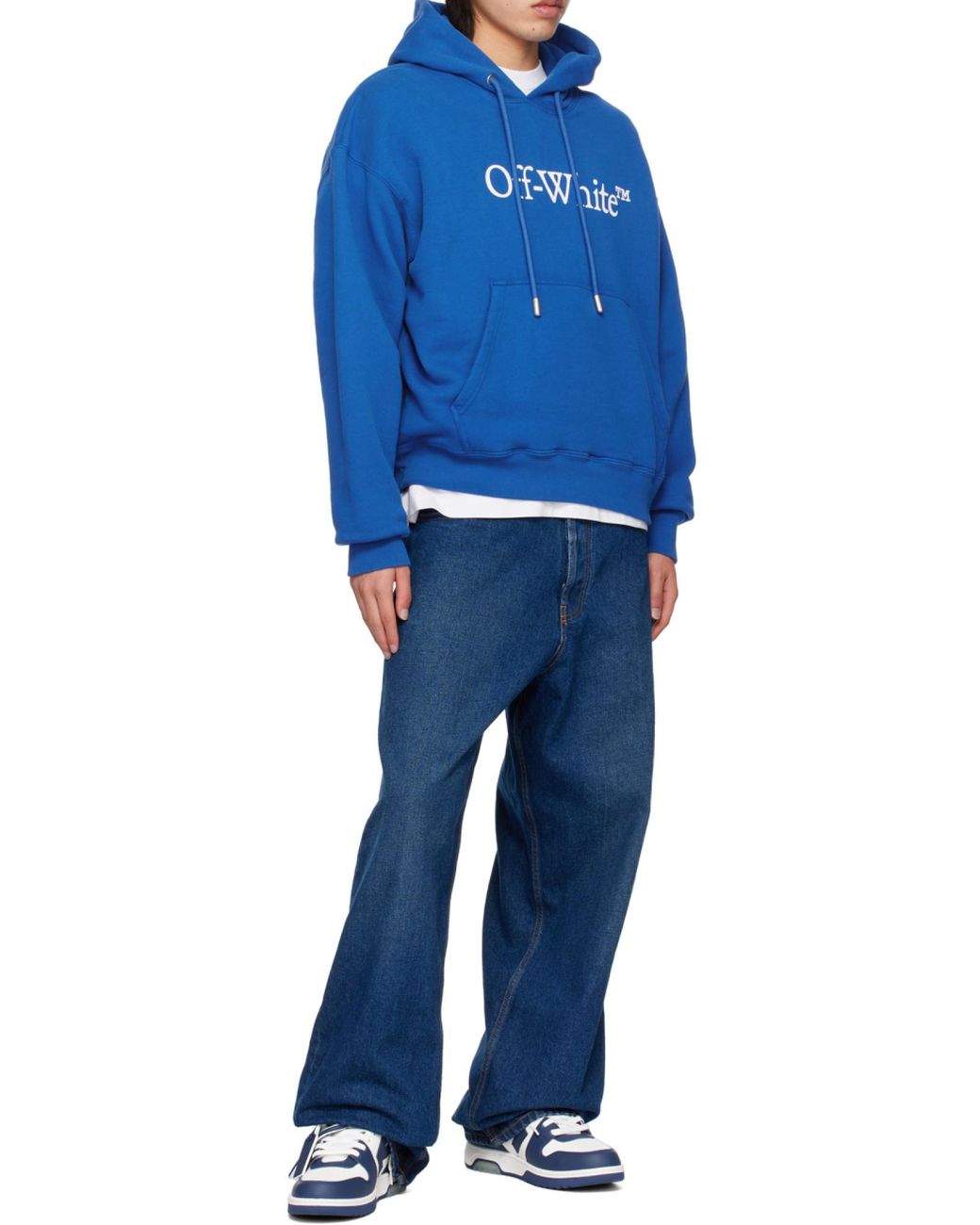 Off-White c/o Virgil Abloh Blue Logo Patch Wide Leg Jeans for men