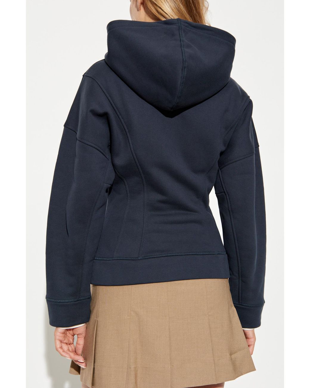 Ganni Blue Logo Embroidered Zipped Hoodie