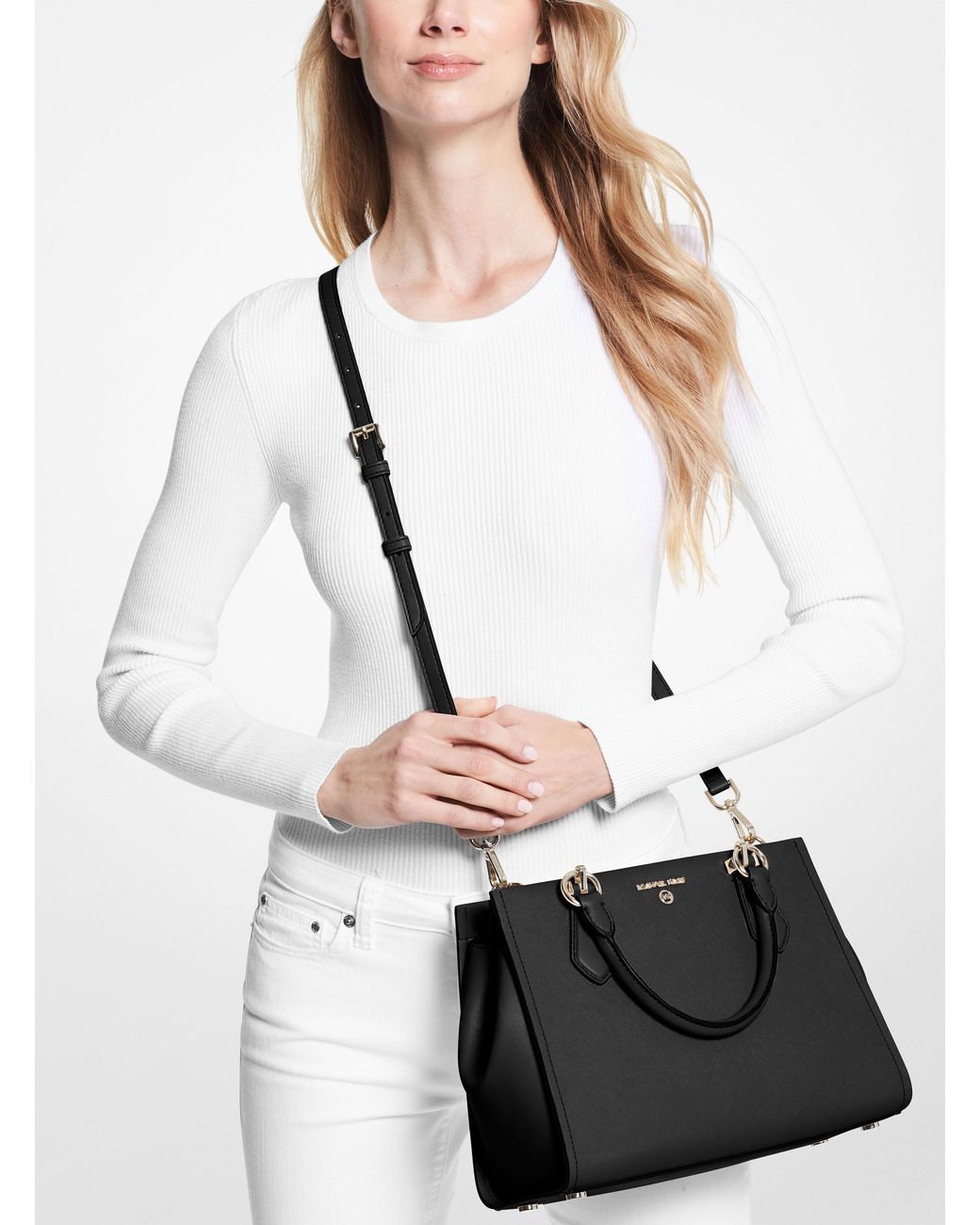 Michael Kors Black Michael Marilyn Logo Plaque Medium Tote Bag