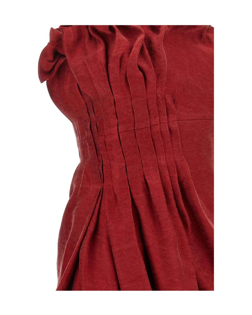 Magda Butrym Red Asymmetric Pleated Silk Bubble Mini Dress