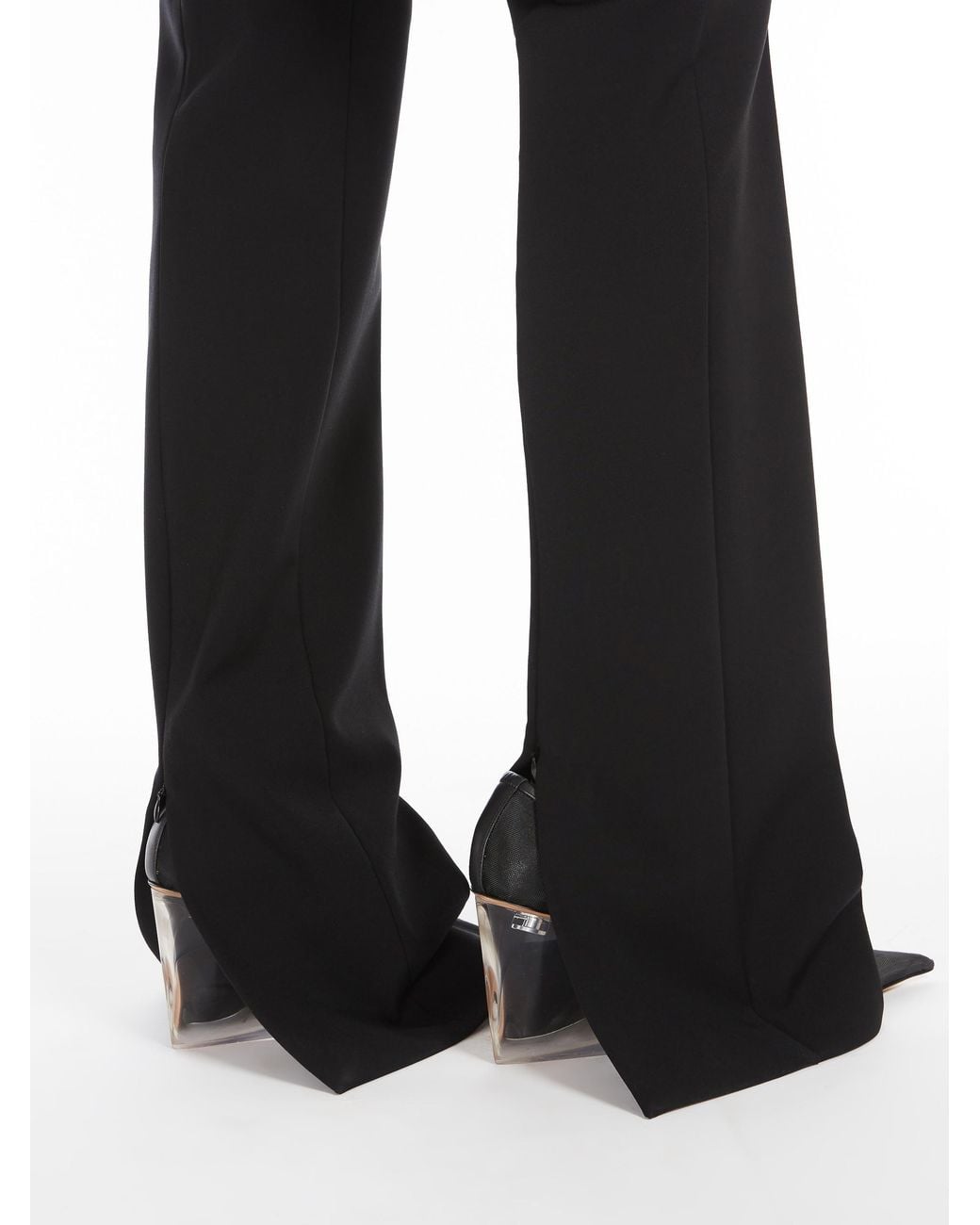 Sportmax Black Logo Patch Zip Detailed Trousers
