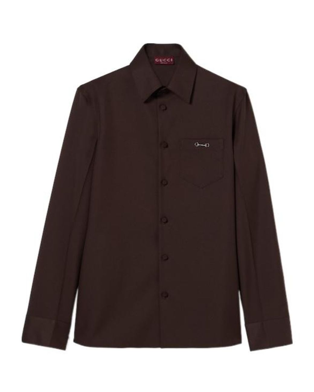 Gucci Brown Horsebit-Embellished Twill Shirt for men