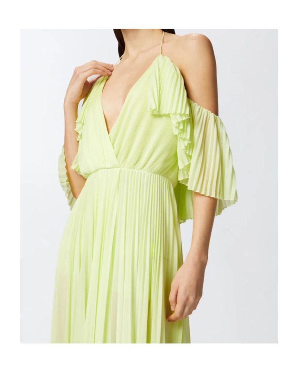 Pinko Green Draped Maxi Dress