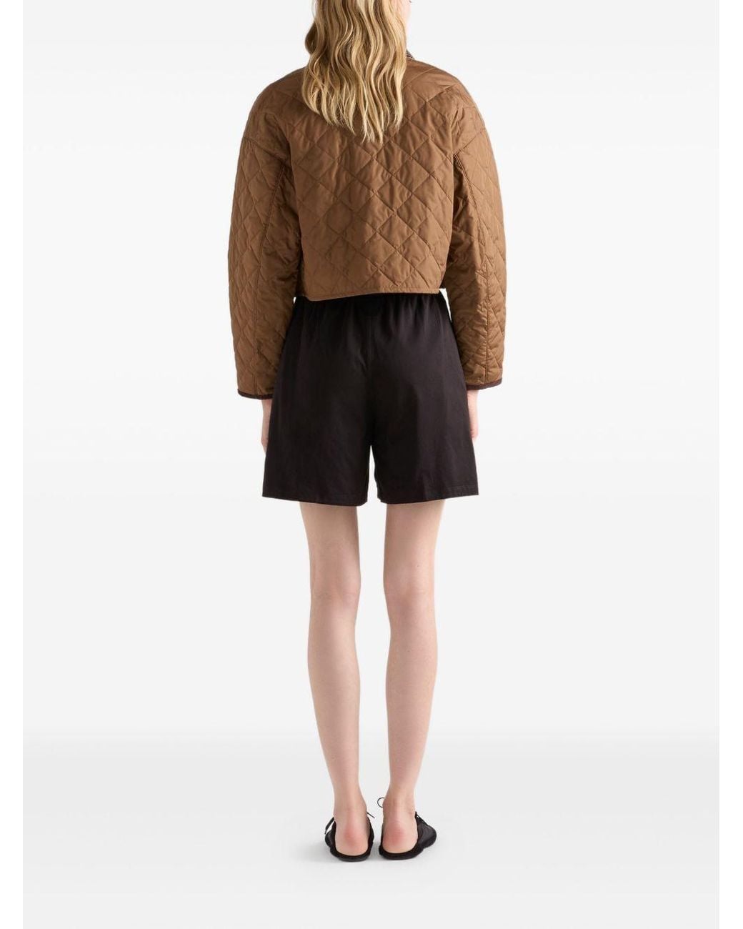 Prada Brown Logo Plaque Quilted Jacket