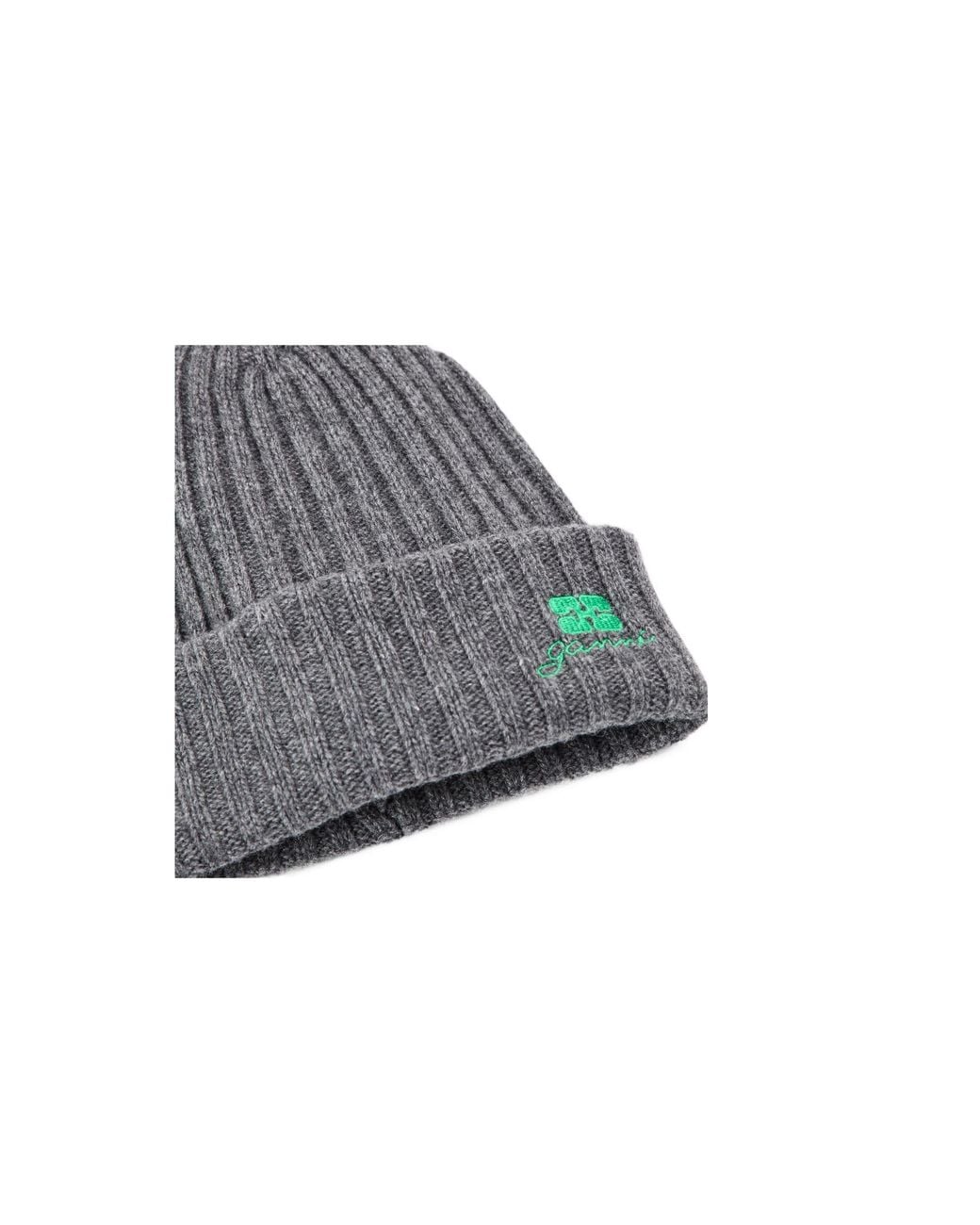 Ganni Purple Solid Knit Beanie