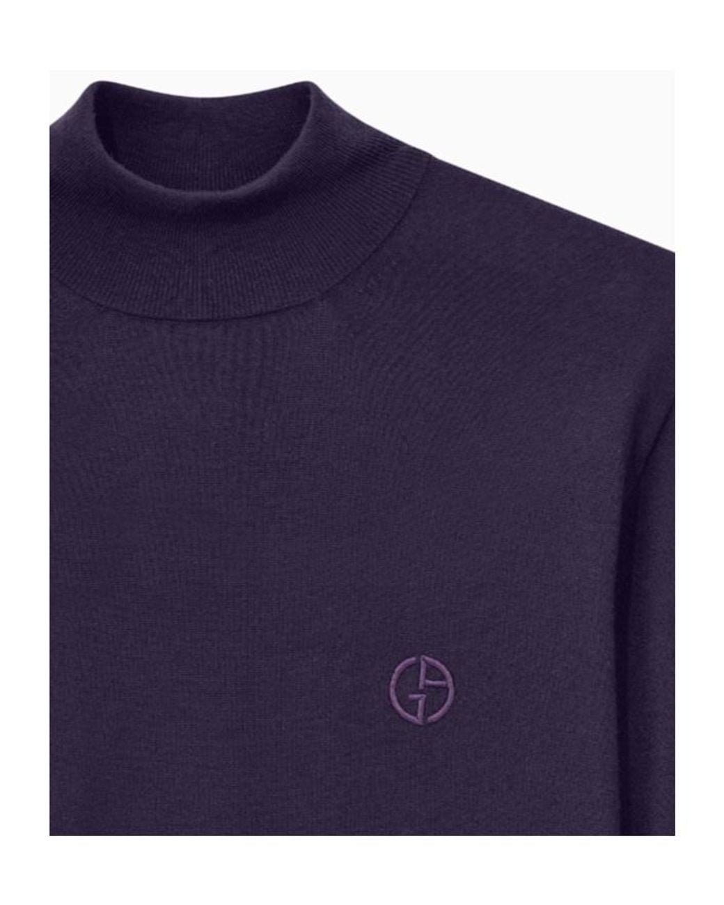 Giorgio Armani Blue Mock-Neck Knitted Jumper for men