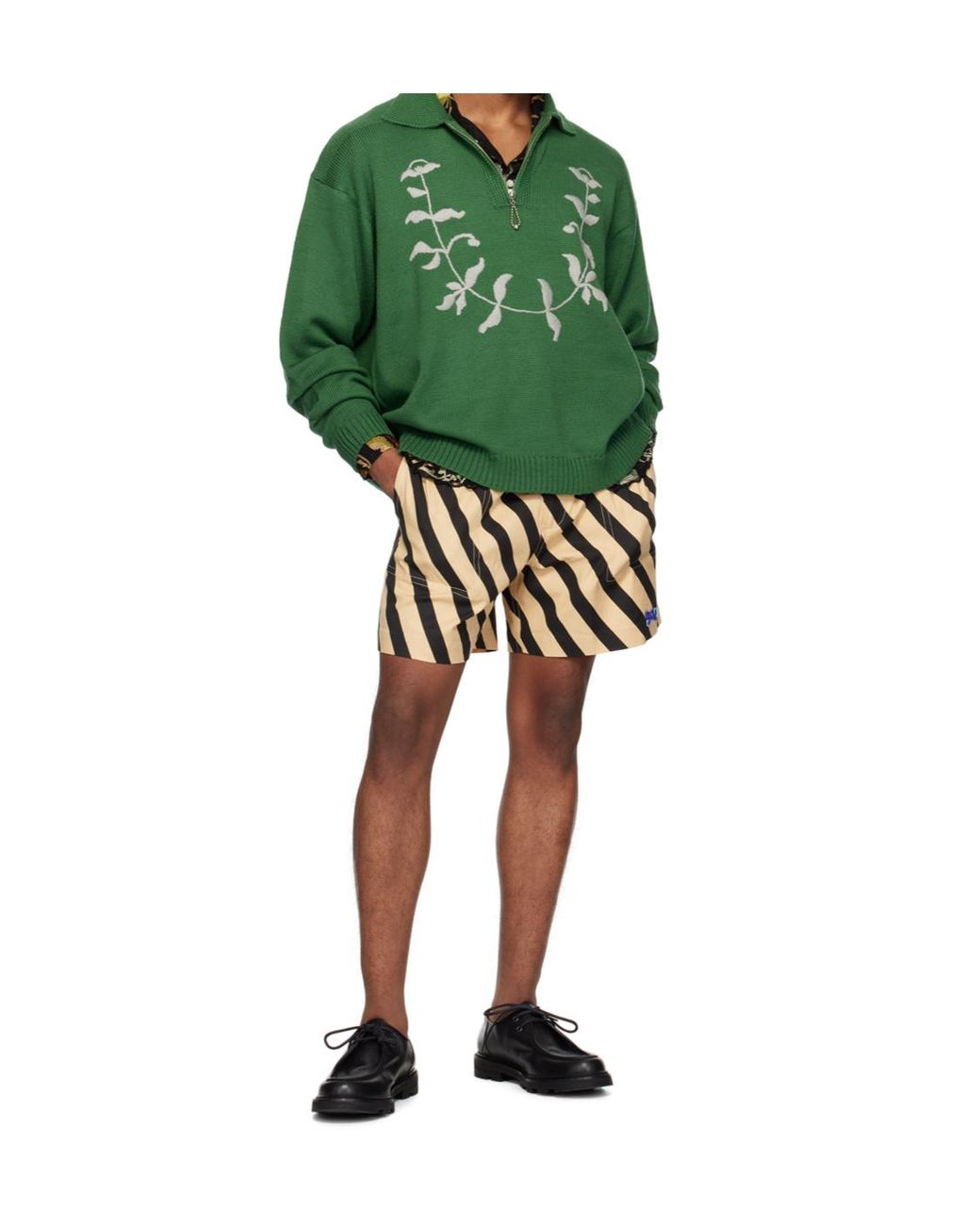 Bode Green Floret Wool Polo Jumper for men