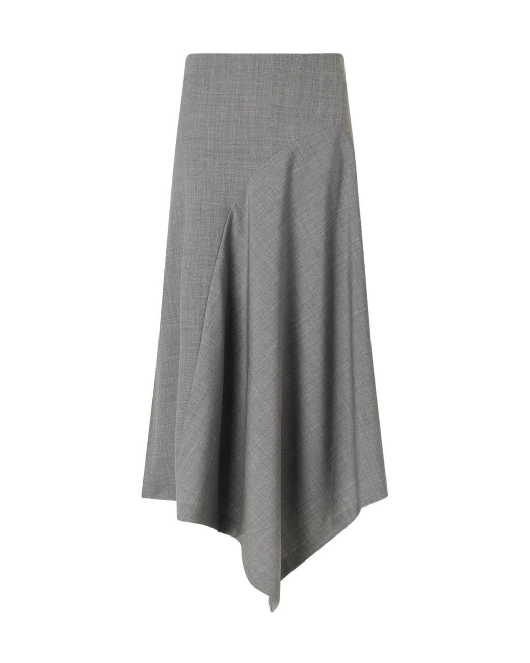 St. Agni Gray Asymmetric Stretch-Wool Midi Skirt