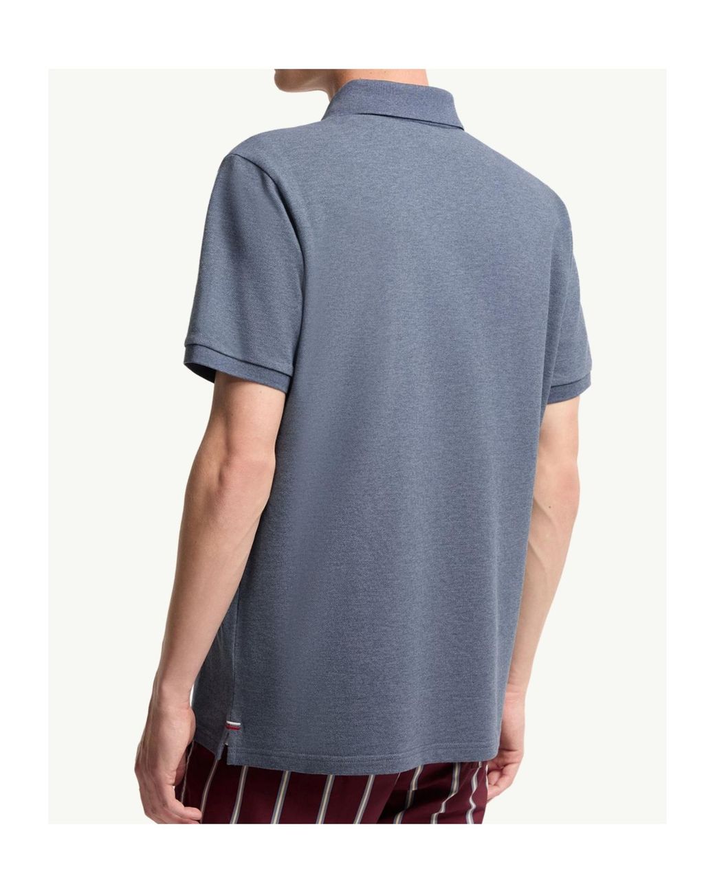 Moncler Blue Logo Patch Short-Sleeve Polo Shirt for men