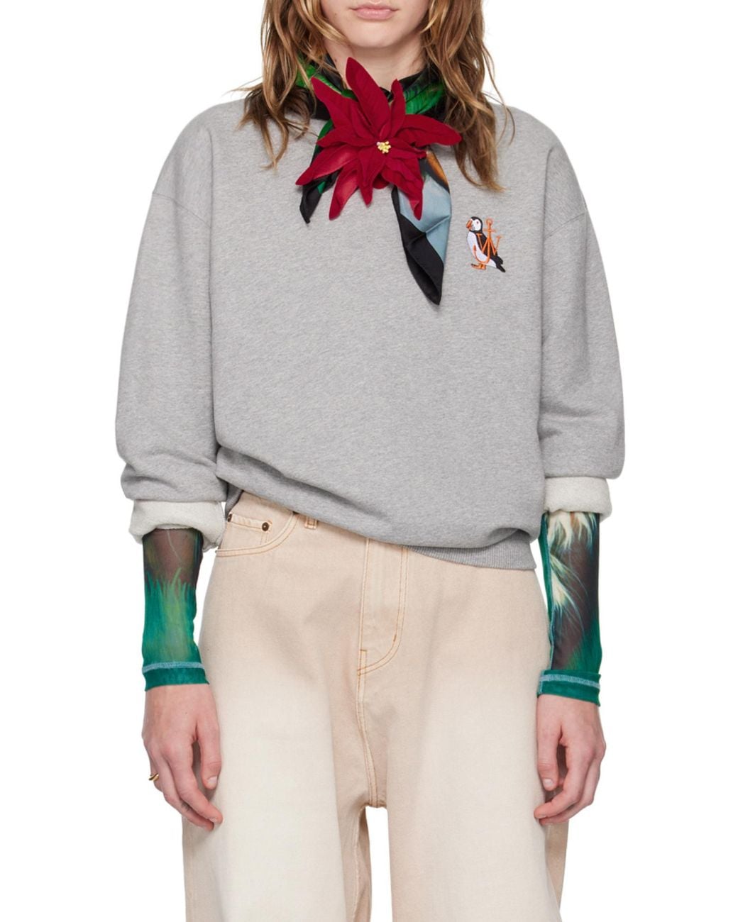 J.W. Anderson Gray Logo-Embroidered Organic Cotton Sweatshirt