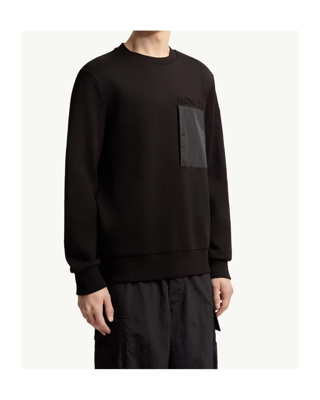 Moncler Black Cotton Logo Sweatshirt for men