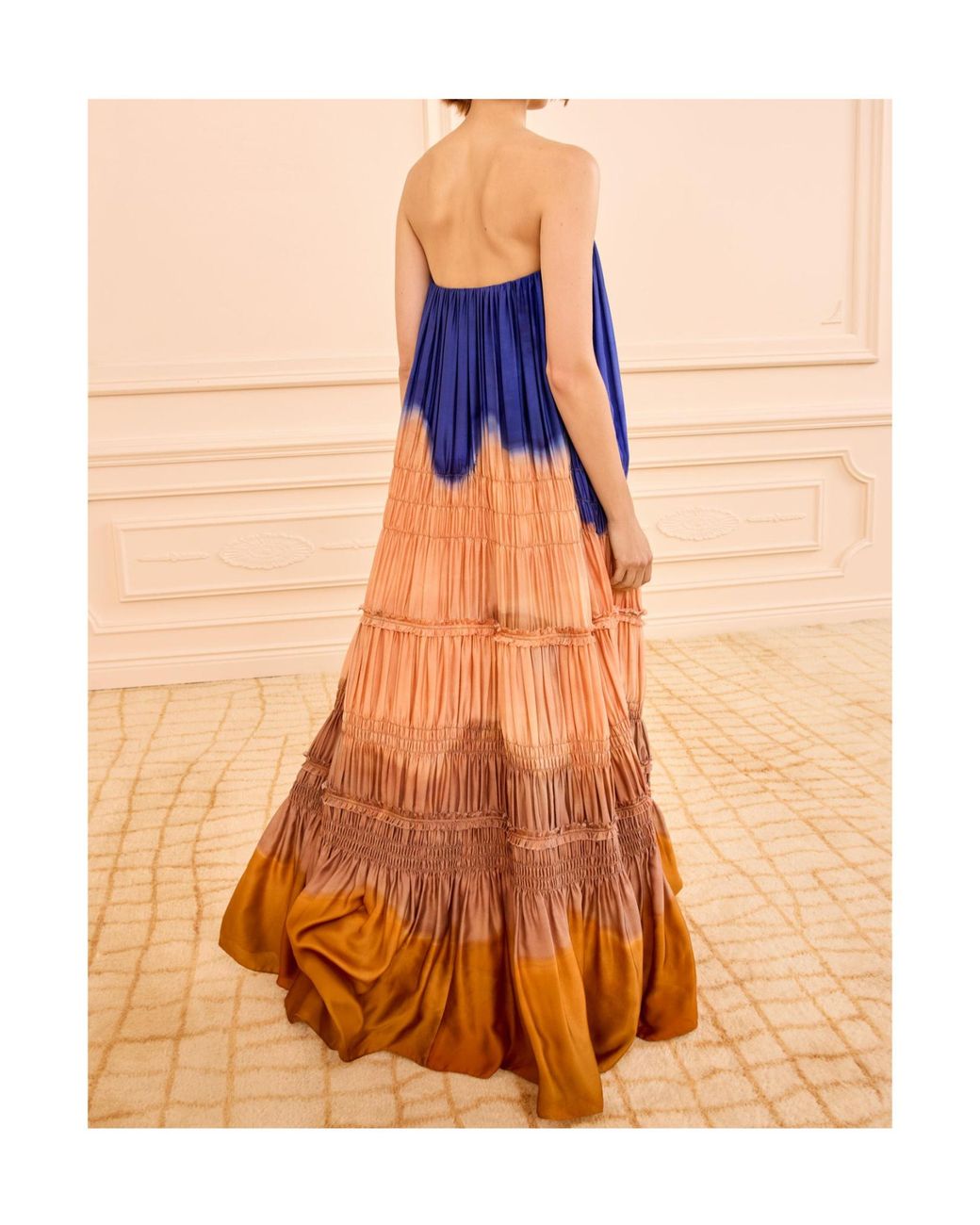 Ulla Johnson Orange Veil Strapless Silk Gown
