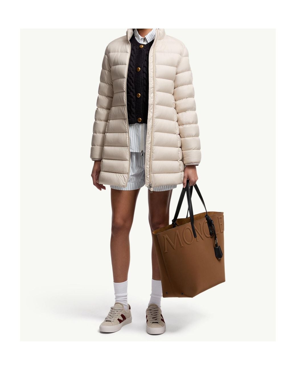 Moncler White Igesse Mid-Length Padded Jacket