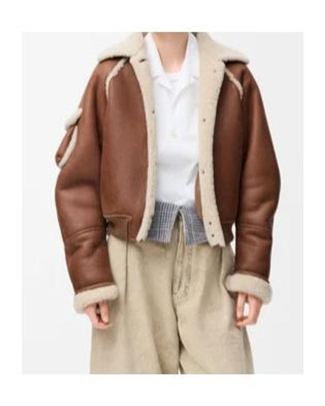 Loewe Brown Shearling-Trimmed Bomber Jacket