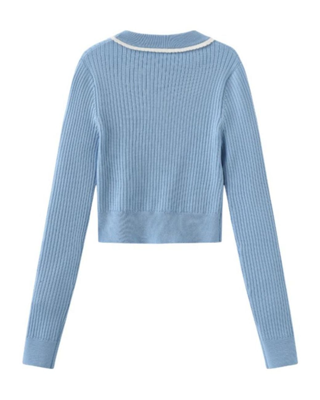 Marissa Chiara Blue Long-Sleeved Knitted Cardigan